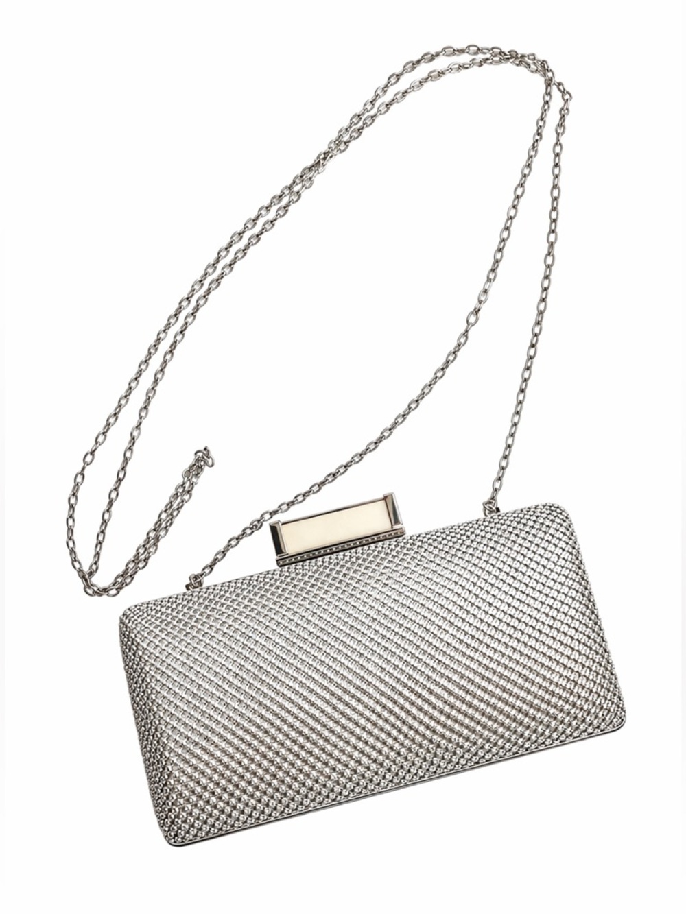 Jessica McClintock Silver Chain Mesh Evening Clutch